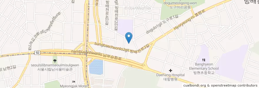 Mapa de ubicacion de 서울방배2동우편취급국 en Coreia Do Sul, Seul, 서초구, 방배동, 방배2동.