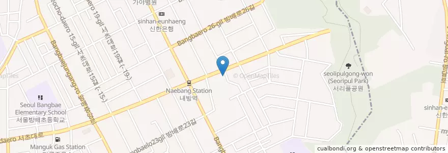 Mapa de ubicacion de 방배제일병원 en Corea Del Sur, Seúl, 서초구, 방배동, 방배1동.