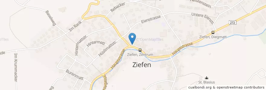 Mapa de ubicacion de Garage Urs Recher en Suíça, Basel-Landschaft, Bezirk Liestal, Ziefen.