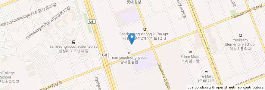 Mapa de ubicacion de 서초2동주민센터 en Corea Del Sur, Seúl, 서초구, 서초동, 서초2동.