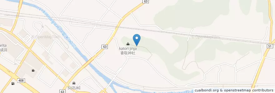 Mapa de ubicacion de 香取神社 en اليابان, 千葉県, 成田市.
