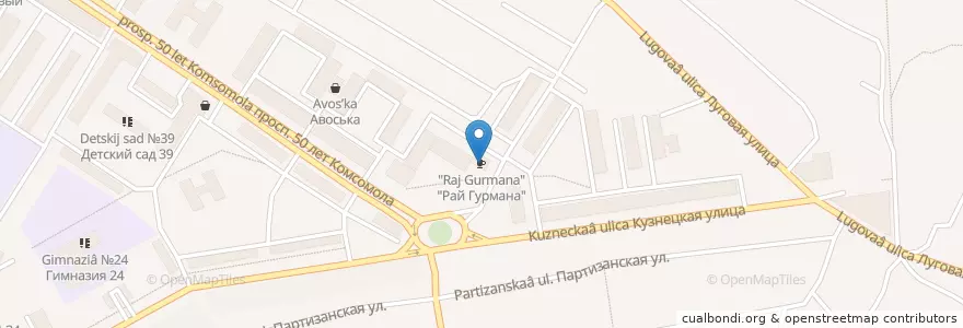 Mapa de ubicacion de "Рай Гурмана" en Russie, District Fédéral Sibérien, Oblast De Kemerovo, Междуреченский Городской Округ.