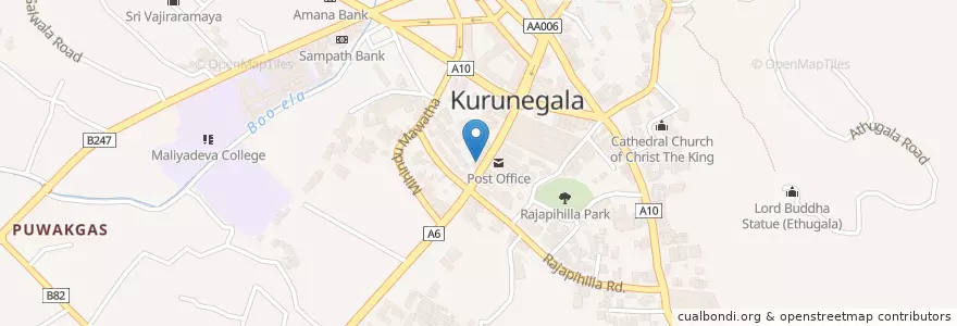 Mapa de ubicacion de Kurunegala Police Station en Sri Lanka, වයඹ පළාත, කුරුණෑගල දිස්ත්‍රික්කය, Kurunegala M.C. Limit.