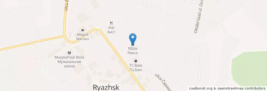 Mapa de ubicacion de Ряжск en Russie, District Fédéral Central, Oblast De Riazan, Ряжский Район, Ряжское Городское Поселение.