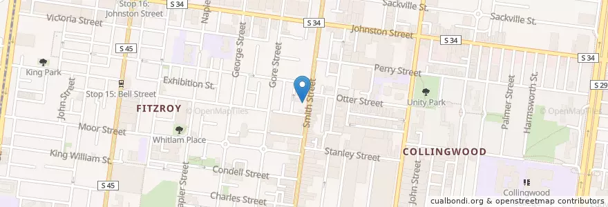 Mapa de ubicacion de Mr Kobu Café en Australië, Victoria, City Of Yarra.