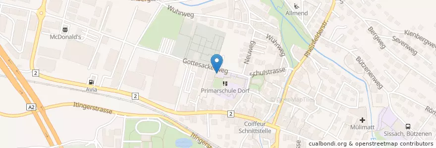 Mapa de ubicacion de Kindergarten Gottesackerweg en Schweiz/Suisse/Svizzera/Svizra, Basel-Landschaft, Bezirk Sissach, Sissach.