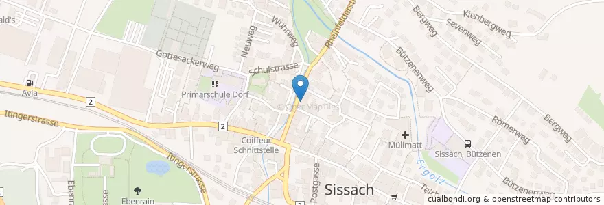 Mapa de ubicacion de Strichcode Apotheke en Suisse, Bâle-Campagne, Bezirk Sissach, Sissach.