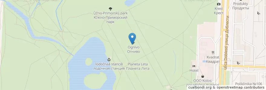 Mapa de ubicacion de Огниво en Russland, Föderationskreis Nordwest, Oblast Leningrad, Sankt Petersburg, Красносельский Район, Южно-Приморский Округ.
