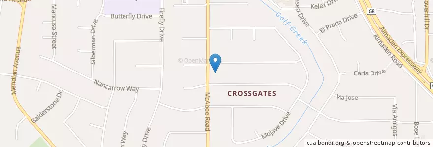 Mapa de ubicacion de Crossgates Cabana Club en Amerika Birleşik Devletleri, Kaliforniya, Santa Clara County, San Jose.