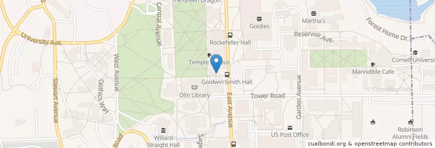 Mapa de ubicacion de Kroch Library en 미국, 뉴욕, Tompkins County, Ithaca Town, Ithaca.