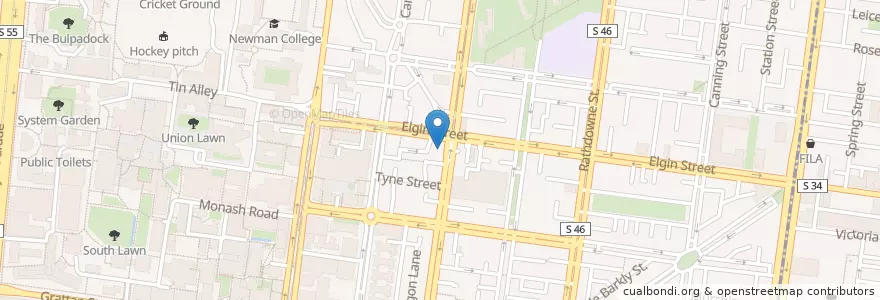 Mapa de ubicacion de Jimmy Watson's Wine Bar en 澳大利亚, 维多利亚州, City Of Melbourne.