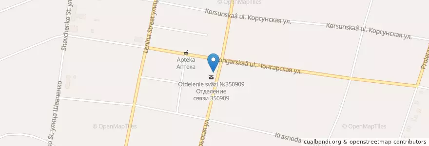 Mapa de ubicacion de Краснодар 350909 en Rússia, Distrito Federal Do Sul, Krai De Krasnodar, Городской Округ Краснодар.