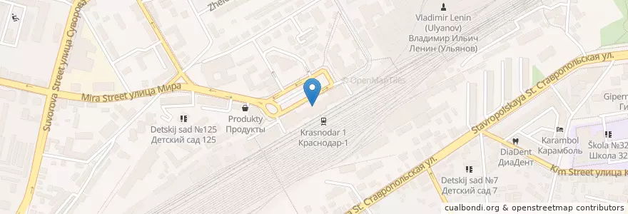 Mapa de ubicacion de Краснодар 350961 en Rusia, Южный Федеральный Округ, Krai De Krasnodar, Городской Округ Краснодар.