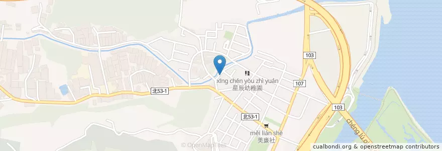 Mapa de ubicacion de 福德爺 en Taiwan, Nuova Taipei, Distretto Di Wugu.