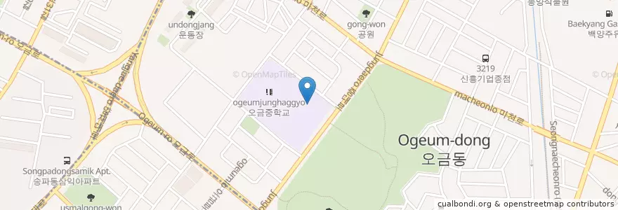 Mapa de ubicacion de 오금고등학교 en 대한민국, 서울, 송파구, 오금동.
