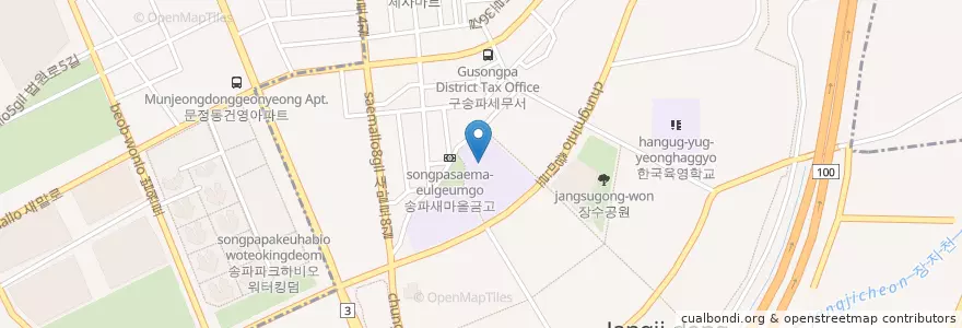 Mapa de ubicacion de 문현고등학교 en Coreia Do Sul, Seul, 송파구, 장지동.