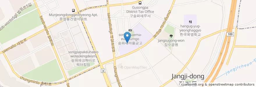 Mapa de ubicacion de 문현중학교 en کره جنوبی, سئول, 송파구, 장지동.