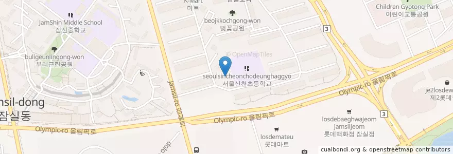 Mapa de ubicacion de 잠실3동주민센터 en کره جنوبی, سئول, 송파구.