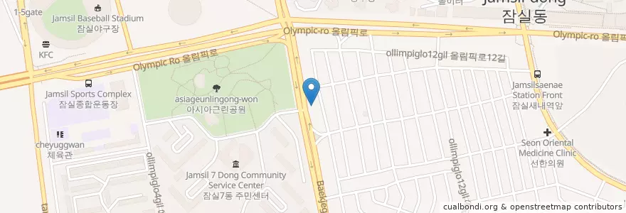 Mapa de ubicacion de 우리은행 잠실본동지점 en Coreia Do Sul, Seul, 송파구, 잠실본동.