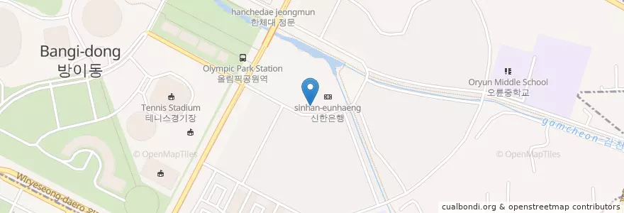 Mapa de ubicacion de 하나은행 en 大韓民国, ソウル, 松坡区, 오륜동.