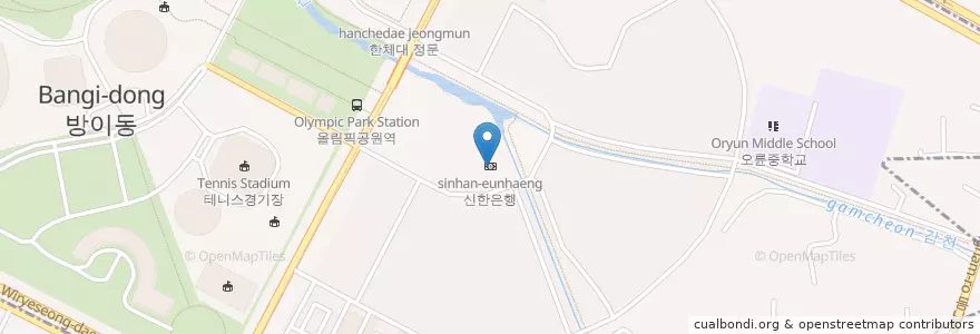Mapa de ubicacion de 신한은행 en Coreia Do Sul, Seul, 송파구, 오륜동.