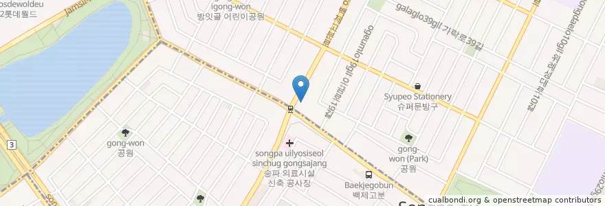 Mapa de ubicacion de 우리은행 en Corea Del Sud, Seul, 송파구, 방이2동.