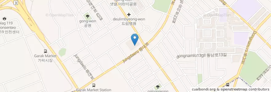 Mapa de ubicacion de 국민은행 en Güney Kore, Seul, 송파구, 가락본동.