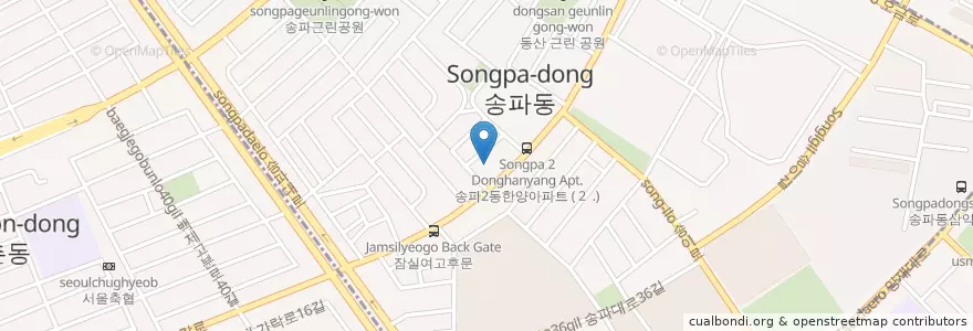 Mapa de ubicacion de 우리은행 en کره جنوبی, سئول, 송파구, 송파2동.