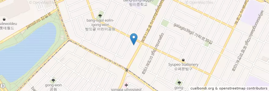 Mapa de ubicacion de 신한은행 en South Korea, Seoul, Songpa-Gu, Bangi 2(I)-Dong.
