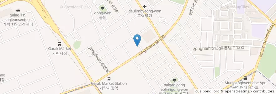 Mapa de ubicacion de 하나은행 en Corea Del Sud, Seul, 송파구, 가락본동.