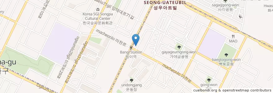 Mapa de ubicacion de 기업은행 en Corea Del Sud, Seul, 송파구, 오금동.