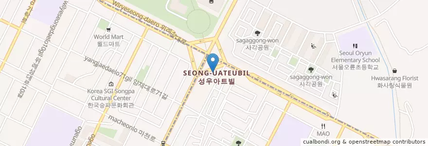 Mapa de ubicacion de 하나은행 en 大韓民国, ソウル, 松坡区, 오금동.