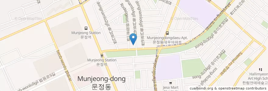Mapa de ubicacion de 한국스탠다드차타드은행 en Corea Del Sur, Seúl, 송파구, 문정1동.