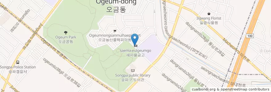Mapa de ubicacion de 새마을금고 en 韩国/南韓, 首尔, 松坡區, 오금동.
