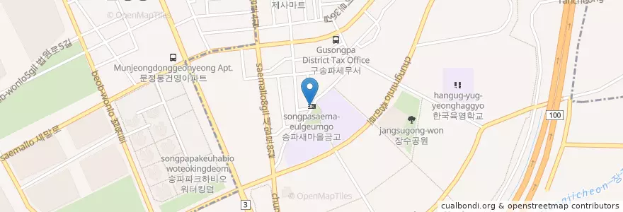 Mapa de ubicacion de 송파새마을금고 en Corée Du Sud, Séoul, 송파구, 장지동.