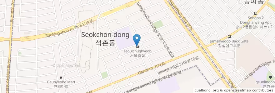 Mapa de ubicacion de 서울축협 en كوريا الجنوبية, سول, 송파구, 석촌동.