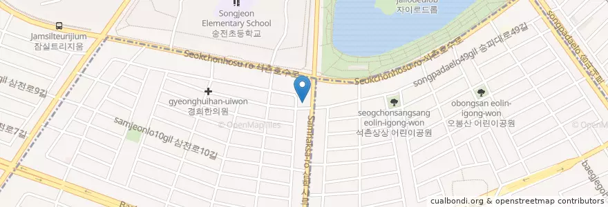 Mapa de ubicacion de KB국민은행 en كوريا الجنوبية, سول, 송파구, 삼전동.