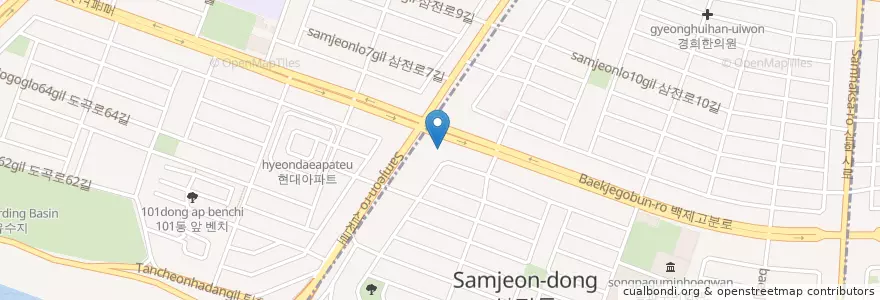 Mapa de ubicacion de 국민은행 en South Korea, Seoul, Songpa-Gu, Samjeon-Dong.