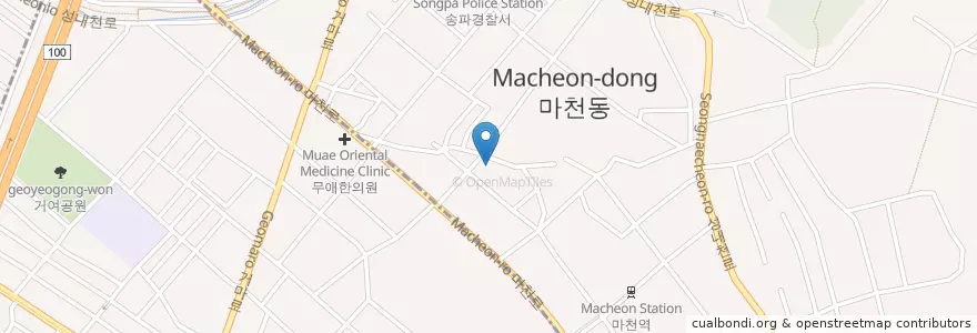 Mapa de ubicacion de 한국스탠다드차타드은행 en 대한민국, 서울, 송파구, 마천2동.