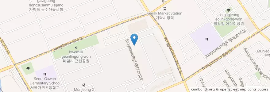 Mapa de ubicacion de 한국시티은행 en Coreia Do Sul, Seul, 송파구, 문정2동.
