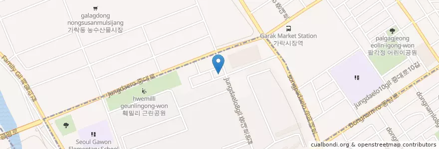 Mapa de ubicacion de 우리은행 en کره جنوبی, سئول, 송파구, 가락1동.