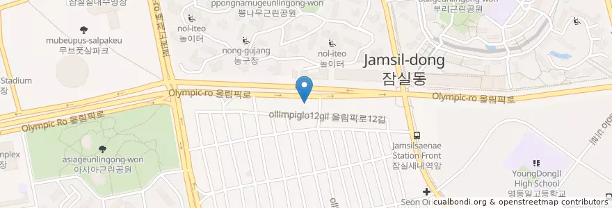 Mapa de ubicacion de 신한은행 서잠실지점 en Corée Du Sud, Séoul, 송파구, 잠실2동.