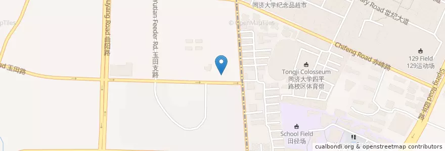 Mapa de ubicacion de 曲阳二中 en China, Shanghai, 虹口区.