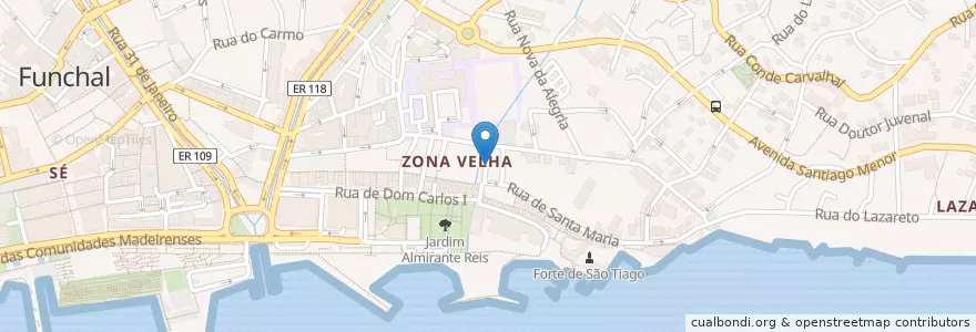 Mapa de ubicacion de sabor a fado en Portugal, Funchal (Santa Maria Maior).