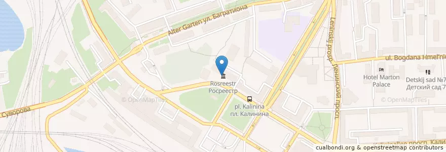 Mapa de ubicacion de Росреестр en Russia, Северо-Западный Федеральный Округ, Oblast' Di Kaliningrad, Городской Округ Калининград.