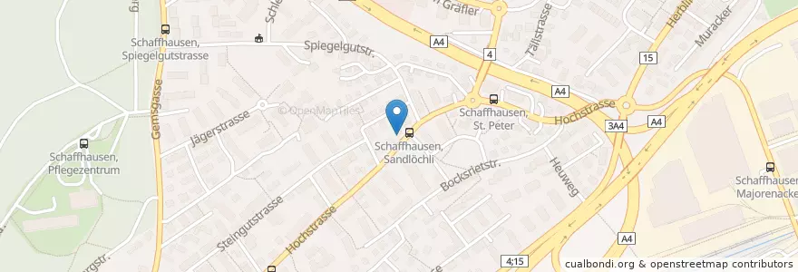Mapa de ubicacion de Sandlöchli, TTM Gastro en Schweiz/Suisse/Svizzera/Svizra, Schaffhausen, Schaffhausen.