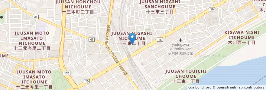 Mapa de ubicacion de わらわら en 日本, 大阪府, 大阪市, 淀川区.