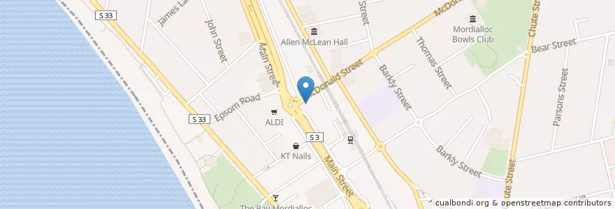 Mapa de ubicacion de Mordialloc Amcal Max Pharmacy en オーストラリア, ビクトリア, City Of Kingston.