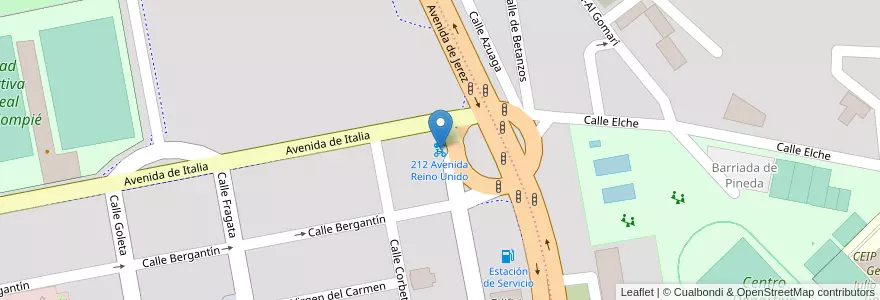 Mapa de ubicacion de 212 Avenida Reino Unido en 西班牙, 安达鲁西亚, Sevilla, Sevilla.