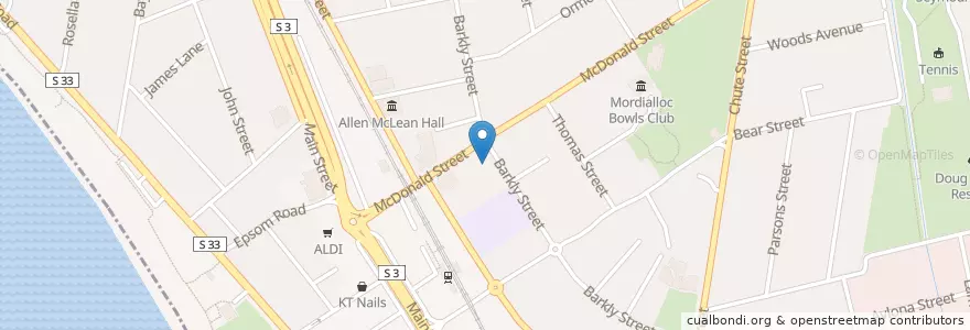 Mapa de ubicacion de Presbyterian Church of Victoria en Australien, Victoria, City Of Kingston.
